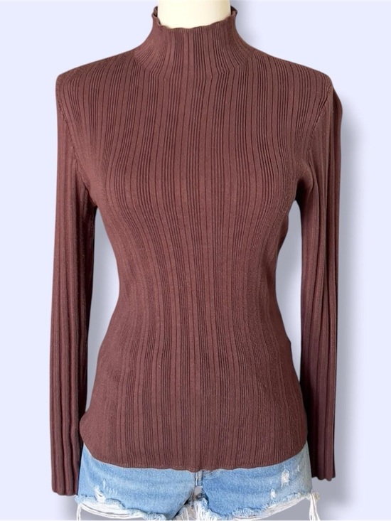 Abercrombie & Fitch Tops - Abercrombie and Fitch brown ribbed long sleeve mock neck top